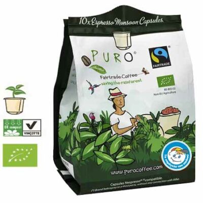 1 kaps pr 002 espresso capsules puro fairtrade bio monsoon 100 arabica